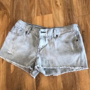 Gray Cutoff Levi’s Distressed Jean Shorts